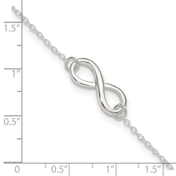 925 Sterling Silver 9" + 1in. Ext. Infinity Symbol Charm Symbol Jewelry Anklet - Picture 4 of 7